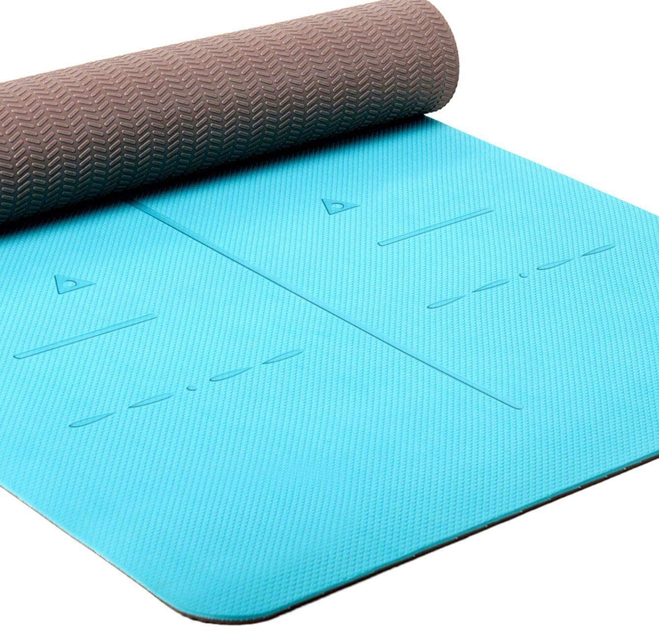 Umweltfreundliche, rutschfeste Yogamatte, Körperausrichtungssystem, SGS-zertifiziertes TPE-Material – strukturierte, rutschfeste Oberfläche und optimale Dämpfung, 72 x 26 Zoll, Dicke 1/4 Zoll