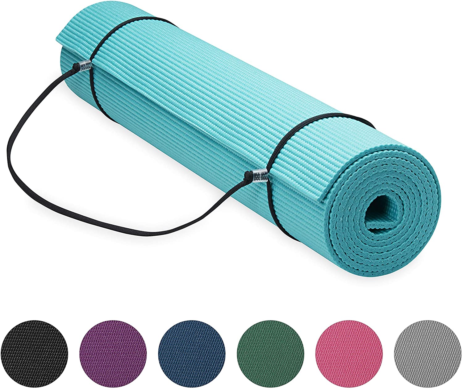 PVC Yogamatte Essentials Premium Yogamatte mit Yogamatten-Trageschlinge (72"LX 24"WX 1/4 Zoll dick)